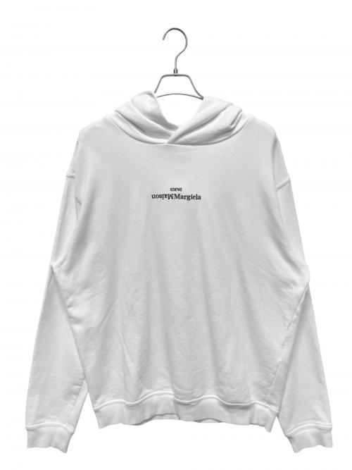 Maison Margiela（メゾンマルジェラ）Maison Margiela (メゾンマルジェラ) ロゴ刺繍プルオーバーフーディ ホワイト サイズ:44の古着・服飾アイテム