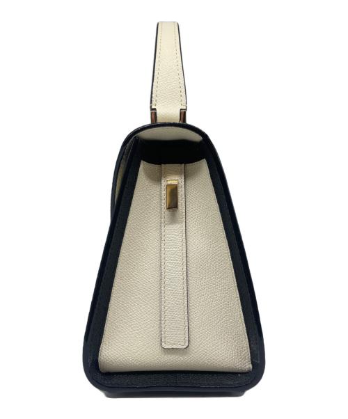 Valextra（ヴァレクストラ）Valextra (ヴァレクストラ) Mini Iside Intarsia ミニ イジィデ インターシャ アイボリー×ブラック サイズ:MINI/ミニの古着・服飾アイテム