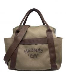 HERMES（エルメス）の古着「Sac de Pansage Groom Bag サック ド パンサージュ グルーム X刻印:2016年製 オリーブ×ブラウン」｜オリーブ×ブラウン