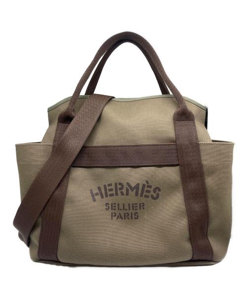 HERMES（エルメス）HERMES (エルメス) Sac de Pansage Groom Bag サック ド パンサージュ グルーム X刻印:2016年製 オリーブ×ブラウン オリーブ×ブラウンの古着・服飾アイテム