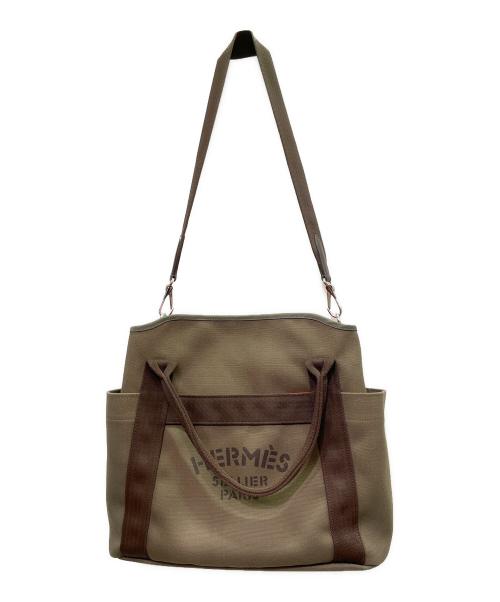 HERMES（エルメス）HERMES (エルメス) Sac de Pansage Groom Bag サック ド パンサージュ グルーム X刻印:2016年製 オリーブ×ブラウン オリーブ×ブラウンの古着・服飾アイテム