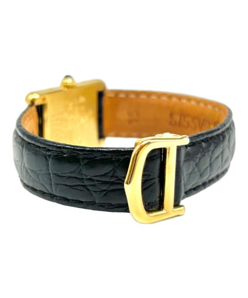 Cartier（カルティエ）Cartier (カルティエ) Must Tank SM Watch with Flying Roman Numerals マストタンクSM 飛びアラビア Ref:W1008354 ホワイト文字盤 ブラック サイズ:SM/21㎜/15cmの古着・服飾アイテム