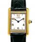 Cartier（カルティエ）の古着「Must Tank SM Watch with Flying Roman Numerals マストタンクSM 飛びアラビア Ref:W1008354 ホワイト文字盤」｜ブラック