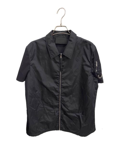 PRADA（プラダ）PRADA (プラダ) ナイロン半袖ジップアップシャツ ネイビー サイズ:Lの古着・服飾アイテム