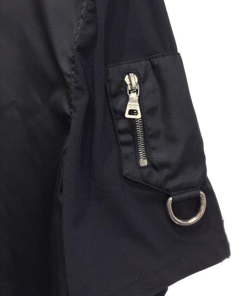 PRADA（プラダ）PRADA (プラダ) ナイロン半袖ジップアップシャツ ネイビー サイズ:Lの古着・服飾アイテム