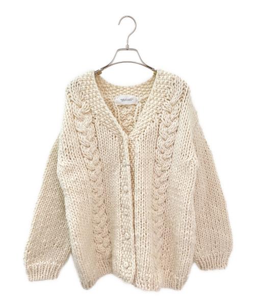 Hands of creation（ハンズオブクリエイション）Hands of creation (ハンズオブクリエイション) Hand knit ケーブルVカーディガン ホワイト サイズ:Fの古着・服飾アイテム