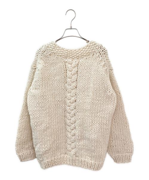 Hands of creation（ハンズオブクリエイション）Hands of creation (ハンズオブクリエイション) Hand knit ケーブルVカーディガン ホワイト サイズ:Fの古着・服飾アイテム