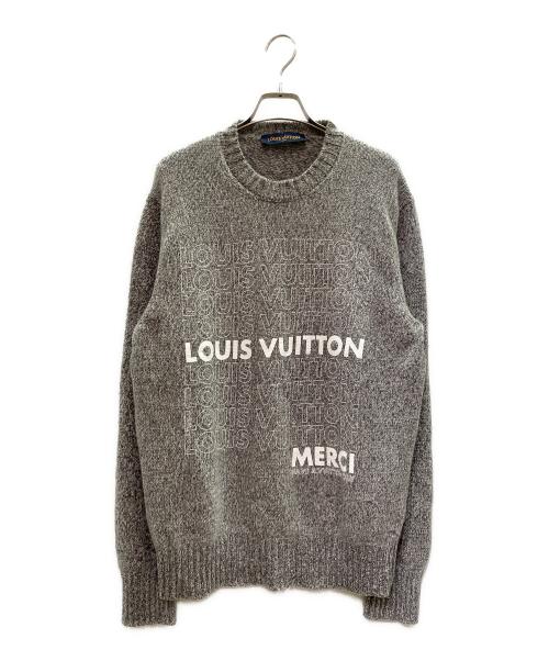 LOUIS VUITTON（ルイ ヴィトン）LOUIS VUITTON (ルイ ヴィトン) 18AW Logo Print Crewneck Knit Sweater ロゴプリント クルーネックニットセーター/RM182M GVL ライトグレー サイズ:Mの古着・服飾アイテム