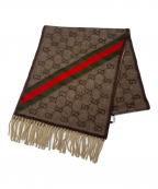 GUCCIグッチ）の古着「シェリーライン アンゴラ ウール マフラー/Sherry Line Angora Wool Scarf」｜ブラウン
