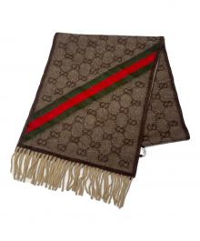 GUCCI（グッチ）の古着「シェリーライン アンゴラ ウール マフラー/Sherry Line Angora Wool Scarf」｜ブラウン