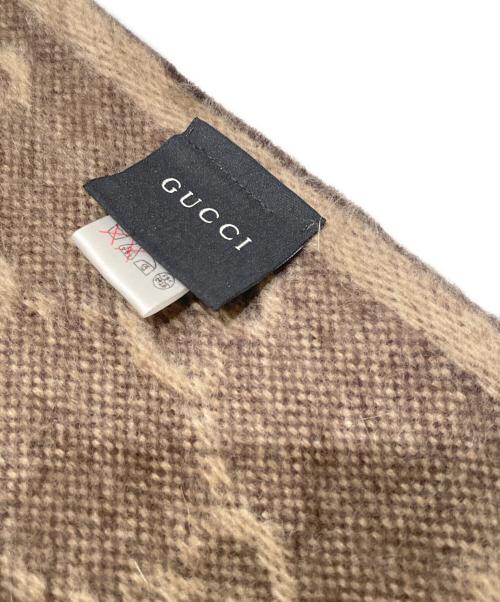 GUCCI（グッチ）GUCCI (グッチ) シェリーライン アンゴラ ウール マフラー/Sherry Line Angora Wool Scarf ブラウンの古着・服飾アイテム