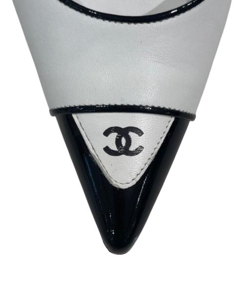 CHANEL（シャネル）CHANEL (シャネル) ミュール ホワイト×ブラック サイズ:37　1/2の古着・服飾アイテム