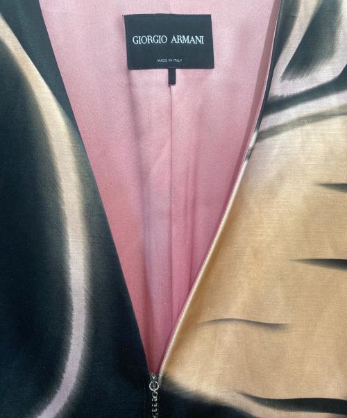 GIORGIO ARMANI（ジョルジオアルマーニ）GIORGIO ARMANI (ジョルジオアルマーニ) ノーカラージャケット ピンク×ブラック サイズ:44の古着・服飾アイテム
