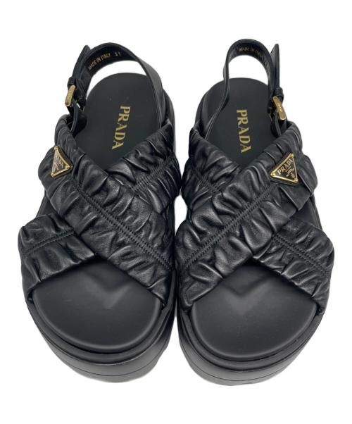 PRADA（プラダ）PRADA (プラダ) マテラッセレザー フラットフォームサンダル/PRADA Matelassé Leather Platform Sandals サイズ:37の古着・服飾アイテム