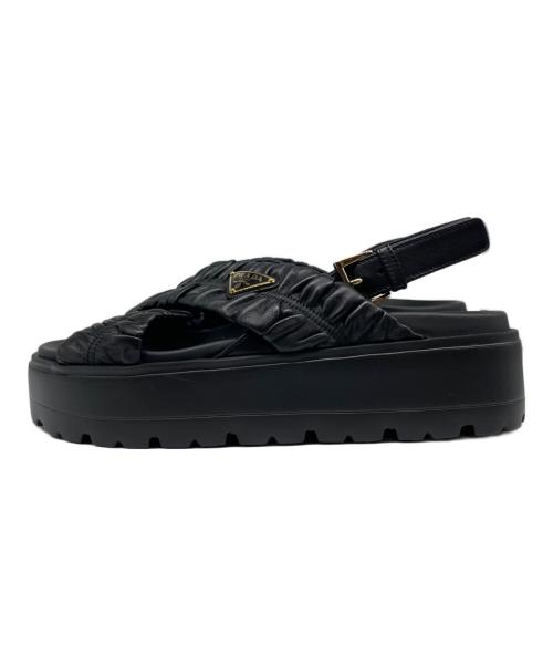 PRADA（プラダ）PRADA (プラダ) マテラッセレザー フラットフォームサンダル/PRADA Matelassé Leather Platform Sandals サイズ:37の古着・服飾アイテム