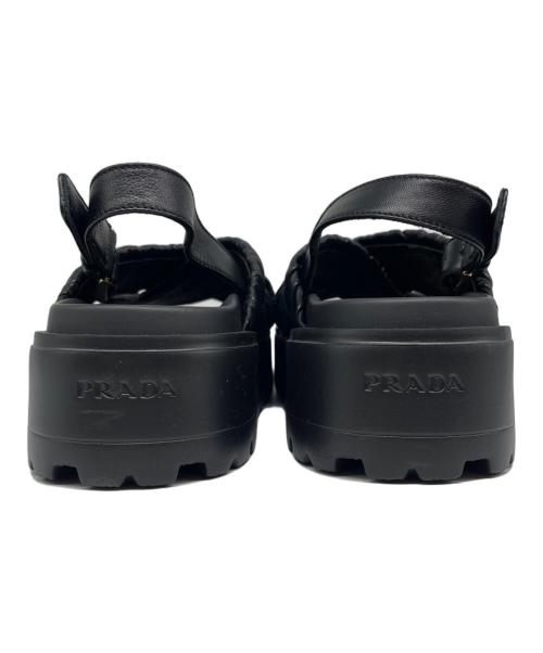 PRADA（プラダ）PRADA (プラダ) マテラッセレザー フラットフォームサンダル/PRADA Matelassé Leather Platform Sandals サイズ:37の古着・服飾アイテム