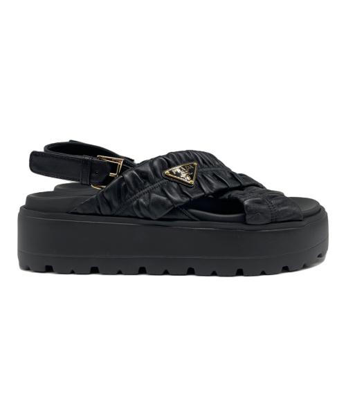 PRADA（プラダ）PRADA (プラダ) マテラッセレザー フラットフォームサンダル/PRADA Matelassé Leather Platform Sandals サイズ:37の古着・服飾アイテム