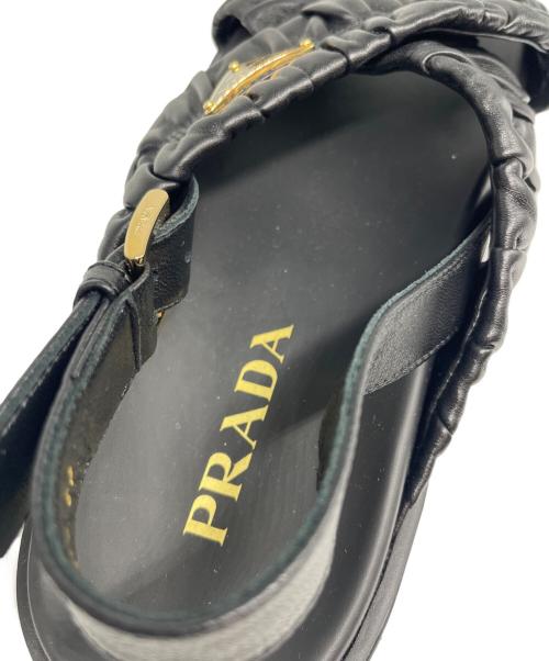 PRADA（プラダ）PRADA (プラダ) マテラッセレザー フラットフォームサンダル/PRADA Matelassé Leather Platform Sandals サイズ:37の古着・服飾アイテム