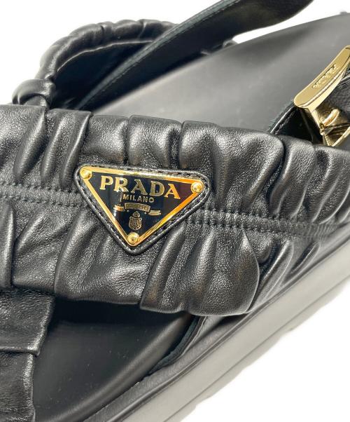 PRADA（プラダ）PRADA (プラダ) マテラッセレザー フラットフォームサンダル/PRADA Matelassé Leather Platform Sandals サイズ:37の古着・服飾アイテム