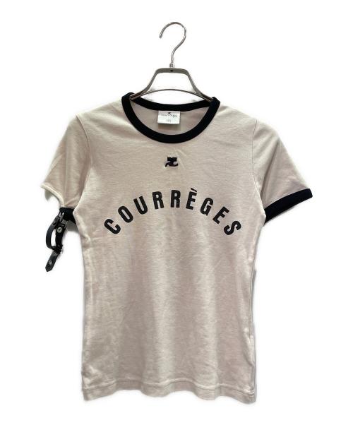 courreges（クレージュ）courreges (クレージュ) バックルディテール コットンTシャツ/Buckle-detail cotton t-shirt ライトベージュ サイズ:XSの古着・服飾アイテム