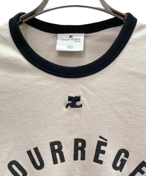 courreges（クレージュ）courreges (クレージュ) バックルディテール コットンTシャツ/Buckle-detail cotton t-shirt ライトベージュ サイズ:XSの古着・服飾アイテム