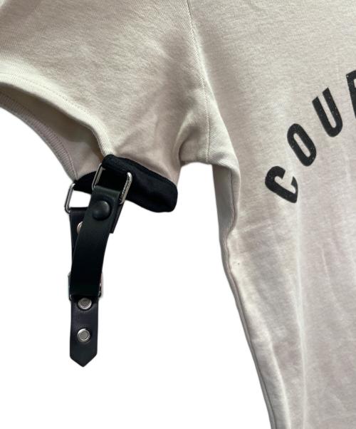 courreges（クレージュ）courreges (クレージュ) バックルディテール コットンTシャツ/Buckle-detail cotton t-shirt ライトベージュ サイズ:XSの古着・服飾アイテム