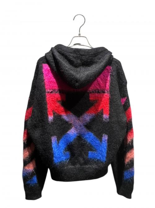 OFFWHITE（オフホワイト）OFFWHITE (オフホワイト) モヘアニットジップアップパーカー ブラック サイズ:XSの古着・服飾アイテム