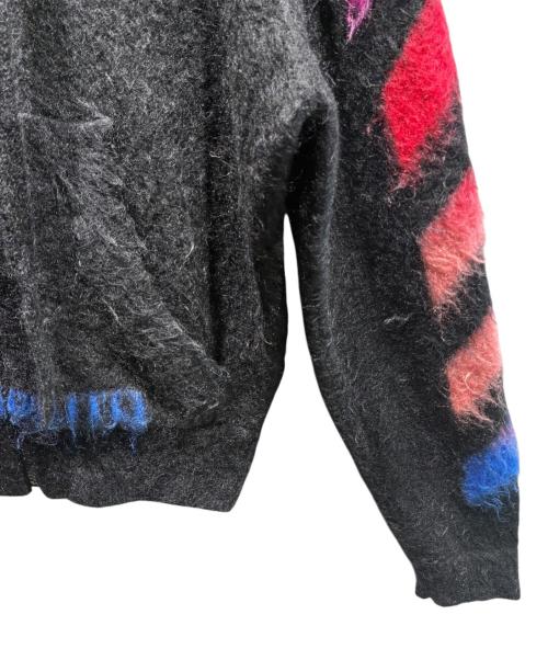OFFWHITE（オフホワイト）OFFWHITE (オフホワイト) モヘアニットジップアップパーカー ブラック サイズ:XSの古着・服飾アイテム