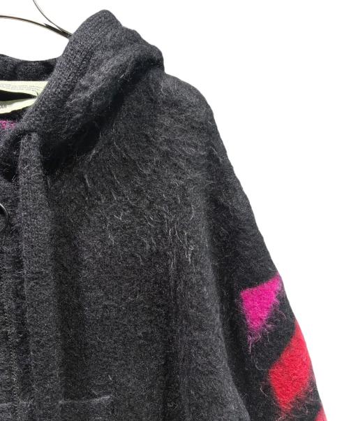 OFFWHITE（オフホワイト）OFFWHITE (オフホワイト) モヘアニットジップアップパーカー ブラック サイズ:XSの古着・服飾アイテム