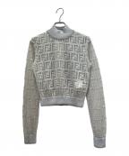 FENDIフェンディ）の古着「Zucca Sheer Metallic Knit Sweater ズッカ柄 シースルーラメ サマーニット/FZY909 AA5I」｜シルバー