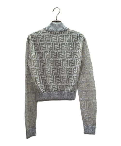 FENDI（フェンディ）FENDI (フェンディ) Zucca Sheer Metallic Knit Sweater ズッカ柄 シースルーラメ サマーニット/FZY909 AA5I シルバー サイズ:38の古着・服飾アイテム