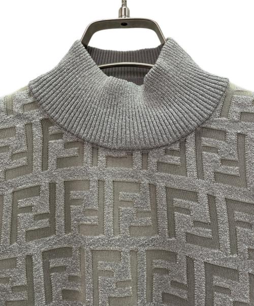FENDI（フェンディ）FENDI (フェンディ) Zucca Sheer Metallic Knit Sweater ズッカ柄 シースルーラメ サマーニット/FZY909 AA5I シルバー サイズ:38の古着・服飾アイテム
