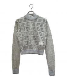 FENDI（フェンディ）の古着「Zucca Sheer Metallic Knit Sweater ズッカ柄 シースルーラメ サマーニット/FZY909 AA5I」｜シルバー