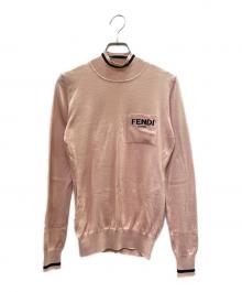 FENDI（フェンディ）の古着「Logo Pocket Silk Knit Sweater ポケットロゴ シルクニット/FZX621 AEPP」｜ピンク