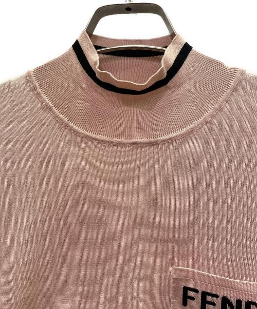 FENDI（フェンディ）FENDI (フェンディ) Logo Pocket Silk Knit Sweater ポケットロゴ シルクニット/FZX621 AEPP ピンク サイズ:36の古着・服飾アイテム