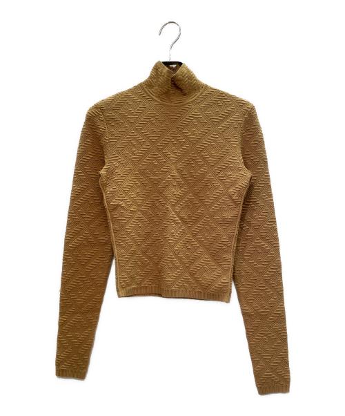FENDI（フェンディ）FENDI (フェンディ) High-Neck Long-Sleeve Top ハイネック ロングスリーブ カットソー/FZX749 AGIR ブラウン サイズ:36の古着・服飾アイテム