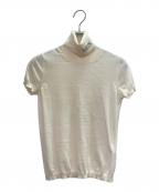 VALENTINOヴァレンティノ）の古着「ハイネックロゴ半袖ニット/High-Neck Logo Short-Sleeve Knit Sweater/UB3KC16F5NU」｜ベージュ
