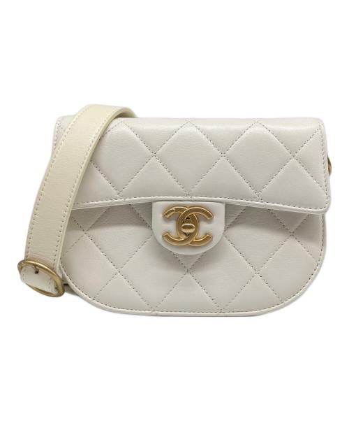 CHANEL（シャネル）CHANEL (シャネル) マトラッセ ラウンドムーン メッセンジャー ショルダーバック/Matelassé Round Moon Messenger Shoulder Bag/AS2484 ホワイトの古着・服飾アイテム