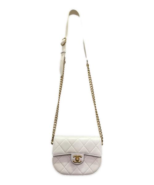 CHANEL（シャネル）CHANEL (シャネル) マトラッセ ラウンドムーン メッセンジャー ショルダーバック/Matelassé Round Moon Messenger Shoulder Bag/AS2484 ホワイトの古着・服飾アイテム
