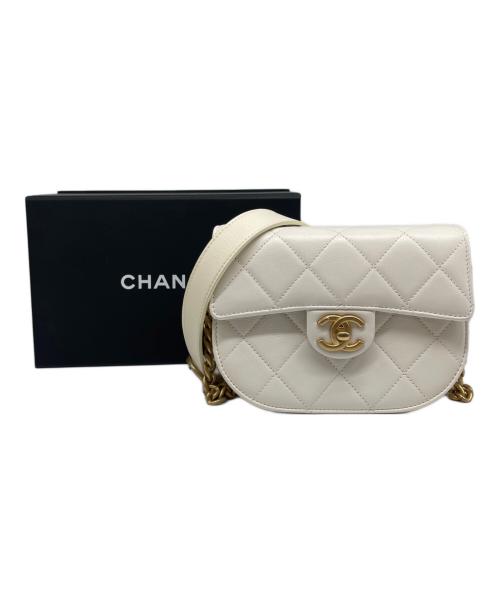 CHANEL（シャネル）CHANEL (シャネル) マトラッセ ラウンドムーン メッセンジャー ショルダーバック/Matelassé Round Moon Messenger Shoulder Bag/AS2484 ホワイトの古着・服飾アイテム