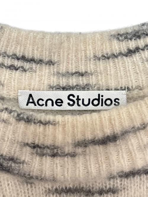 Acne studios（アクネ ストゥディオズ）ACNE STUDIOS (アクネ ストゥディオズ) クルーネックニット ホワイト×グレー サイズ:Sの古着・服飾アイテム