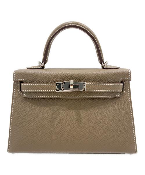 HERMES（エルメス）HERMES (エルメス) ミニケリー2 19/HERMÈS Mini Kelly II 19 Sellier Epsom Étoupe/エトゥープ エプソン B刻印 2023 ショルダーバッグ セリエ エトゥープの古着・服飾アイテム
