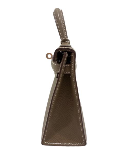 HERMES（エルメス）HERMES (エルメス) ミニケリー2 19/HERMÈS Mini Kelly II 19 Sellier Epsom Étoupe/エトゥープ エプソン B刻印 2023 ショルダーバッグ セリエ エトゥープの古着・服飾アイテム