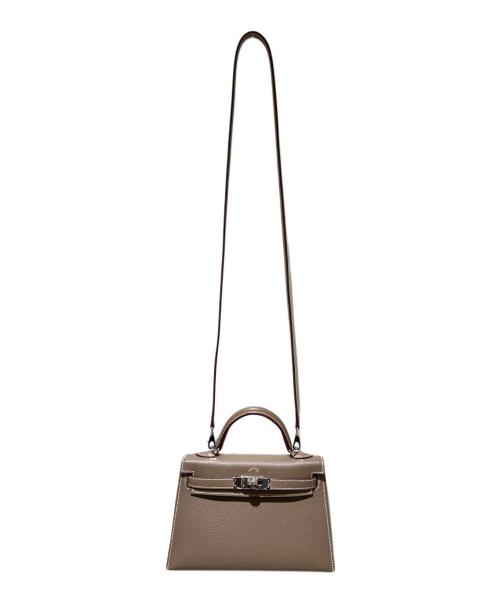 HERMES（エルメス）HERMES (エルメス) ミニケリー2 19/HERMÈS Mini Kelly II 19 Sellier Epsom Étoupe/エトゥープ エプソン B刻印 2023 ショルダーバッグ セリエ エトゥープの古着・服飾アイテム