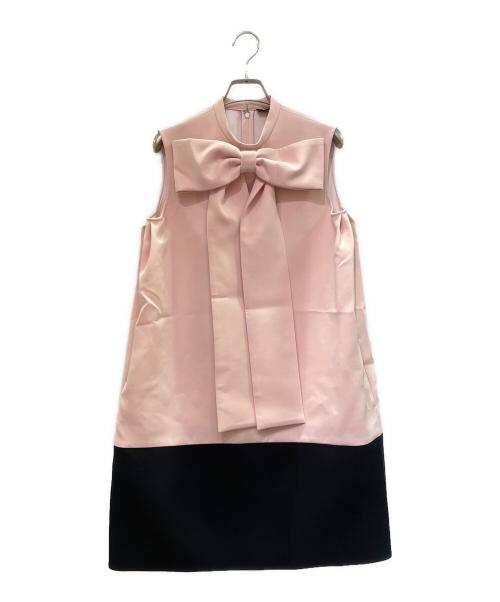 YOKO CHAN（ヨーコチャン）YOKO CHAN (ヨーコチャン) Bottleneck Long Ribbon Dress ボトルネック ロングリボンドレス/YCD-126-023 ピンク×ブラック サイズ:Freeの古着・服飾アイテム
