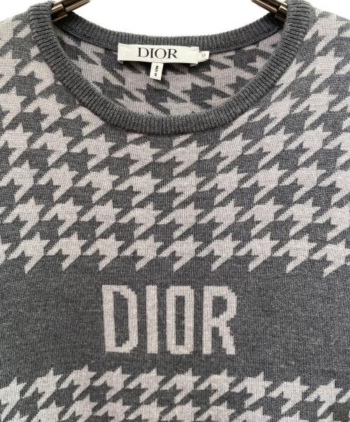Dior（ディオール）Dior (ディオール) Houndstooth Knit Dress ハウンドトゥース ニットワンピース グレー サイズ:13の古着・服飾アイテム
