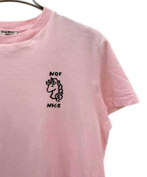 MIU MIU（ミュウミュウ）MIU MIU (ミュウミュウ) not nice t shirt ピンク サイズ:XSの古着・服飾アイテム
