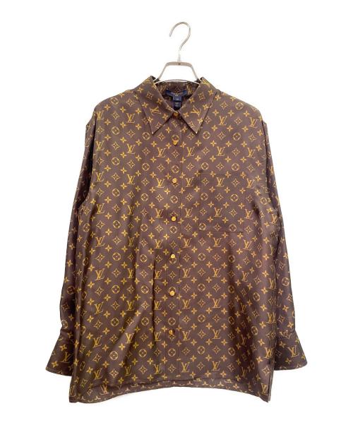 LOUIS VUITTON（ルイ ヴィトン）LOUIS VUITTON (ルイ ヴィトン) シルク モノグラムシャツ/Silk Monogram Shirt ブラウン サイズ:38の古着・服飾アイテム