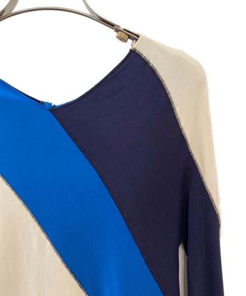 MARNI（マルニ）MARNI (マルニ) ストライプ柄ワンピース ブルー×アイボリー サイズ:40の古着・服飾アイテム