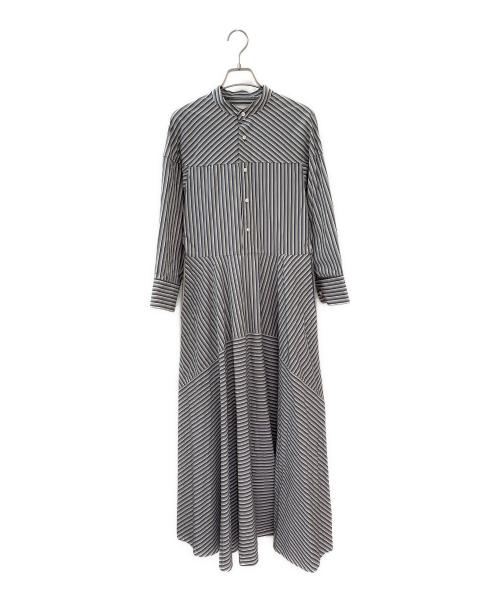 beautiful people（ビューティフルピープル）beautiful people (ビューティフルピープル) neon striped tuxedo shirts dress ブルー サイズ:38の古着・服飾アイテム
